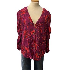 Maeve Floral Pattern Blouse, Fushia, Large